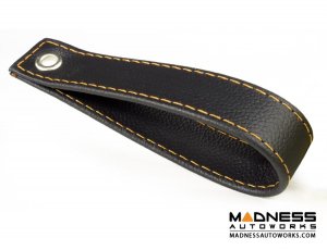 FIAT 500 Trunk Handle / Pull Strap - Black Italy - Yellow Stitch